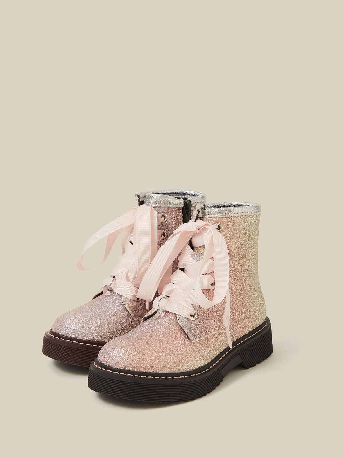 Monsoon Pink Ombré Glitter Lace-Up Boots - image 1
