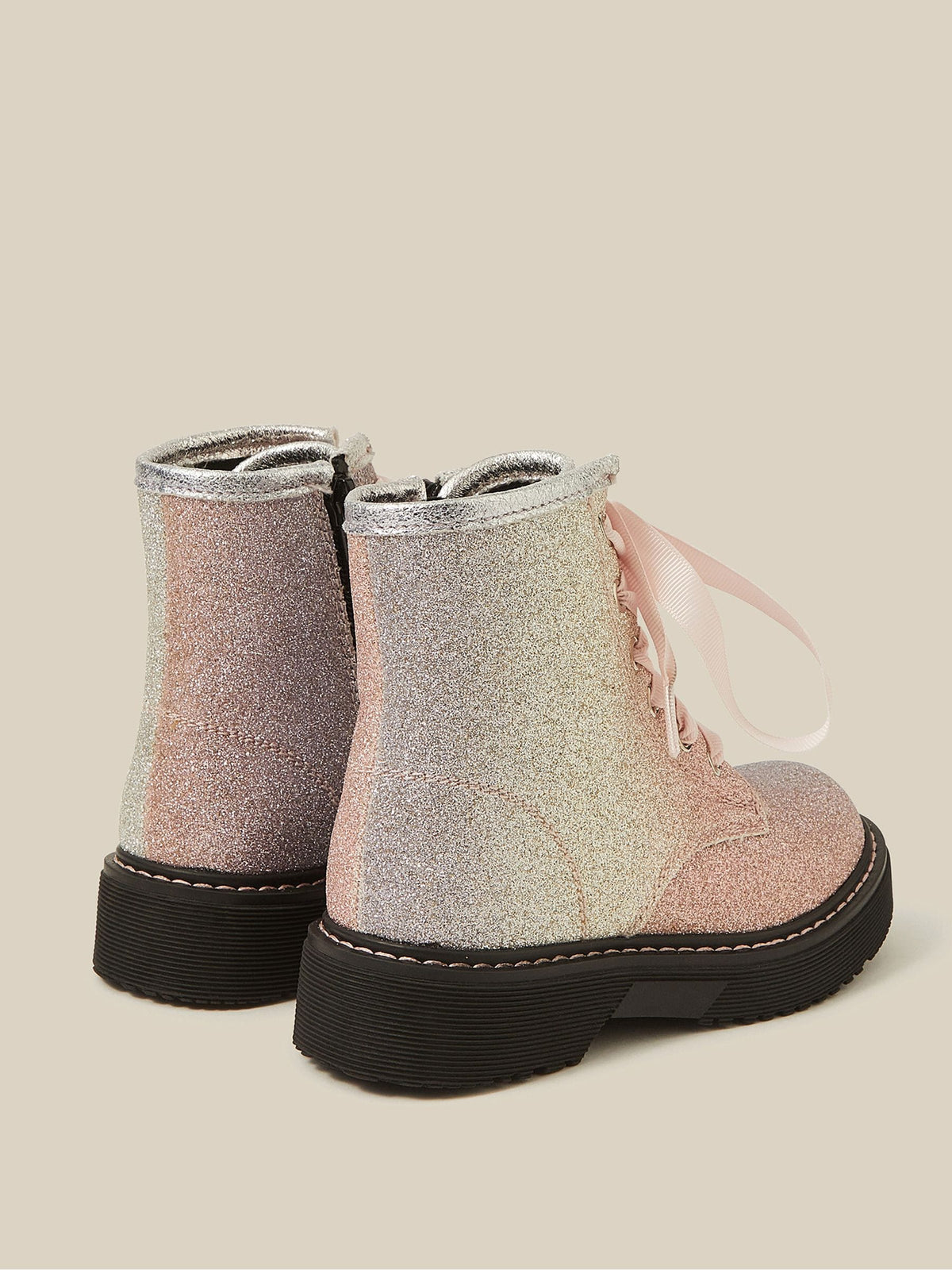 Monsoon Pink Ombré Glitter Lace-Up Boots - image 4