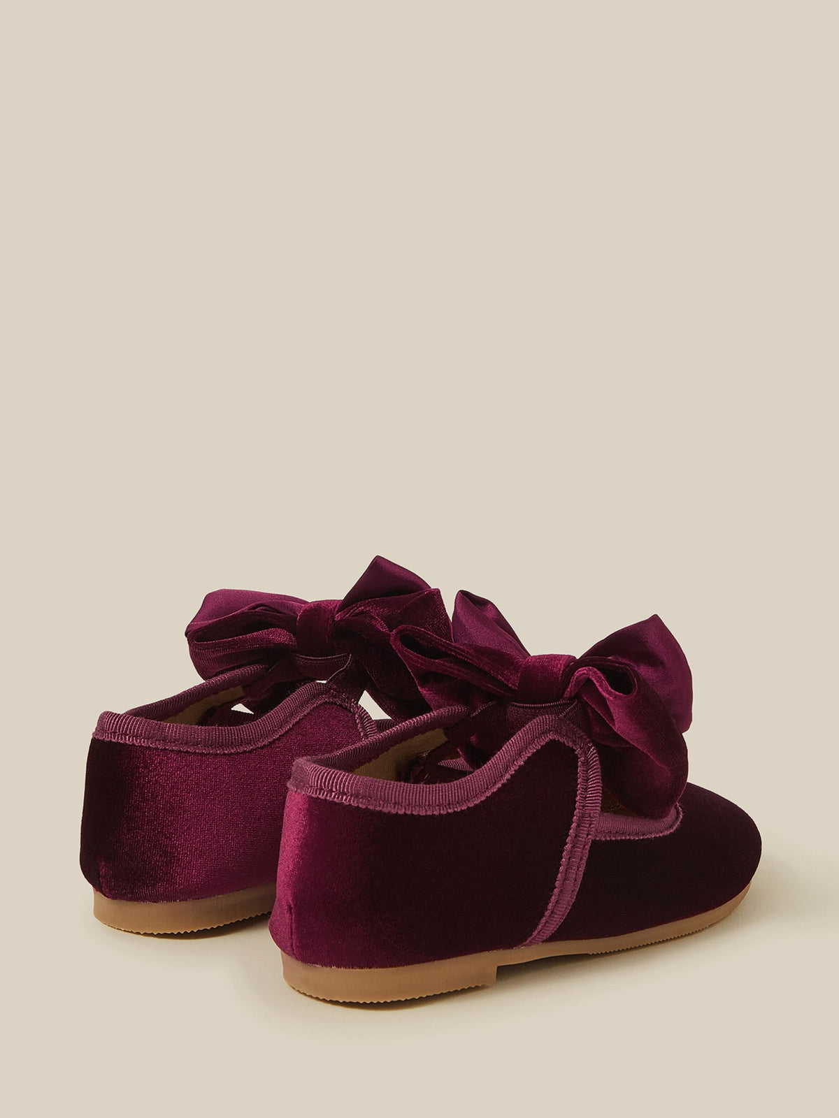 Monsoon Burgundy Red Baby Bow Velvet Walkers Shoes - image 2