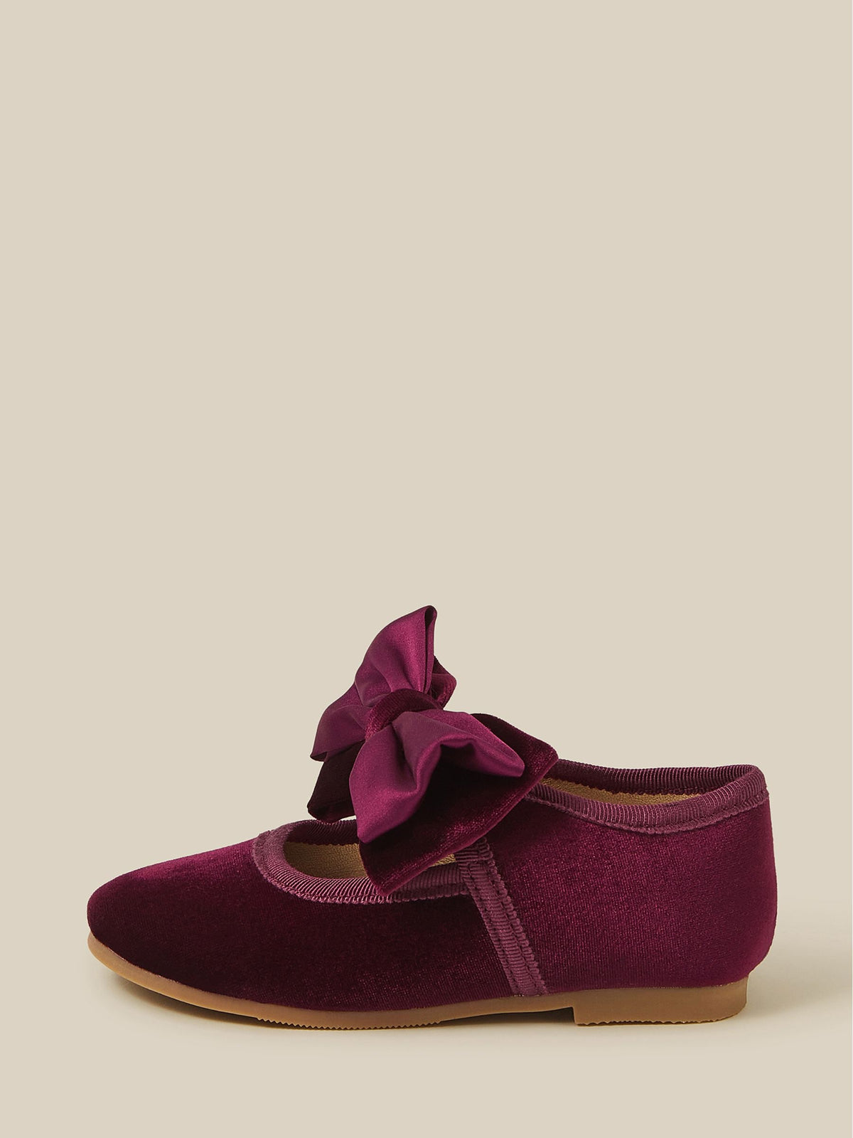 Monsoon Burgundy Red Baby Bow Velvet Walkers Shoes - image 3