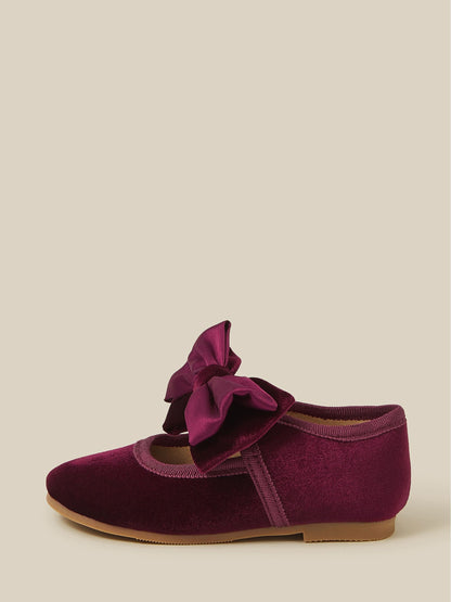 Monsoon Burgundy Red Baby Bow Velvet Walkers Shoes - image 3