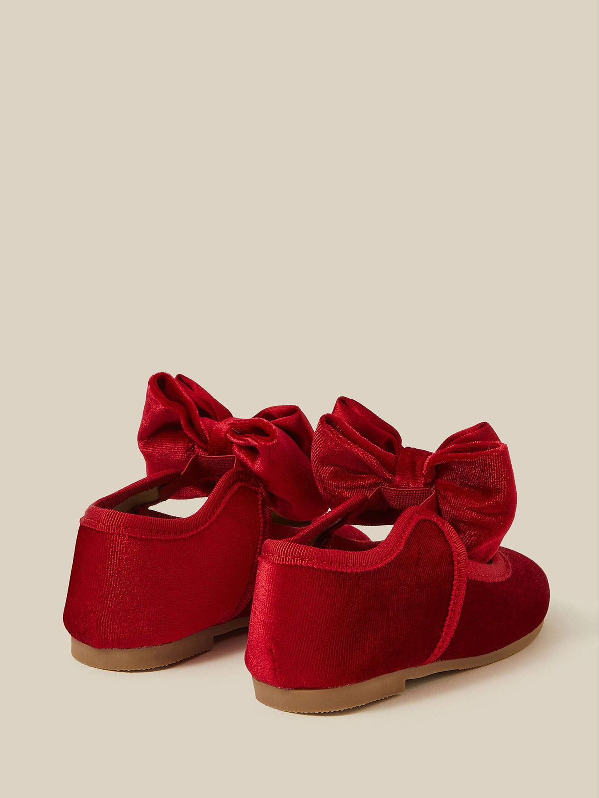 Monsoon Red Baby Bow Velvet Walkers Shoes - image 2