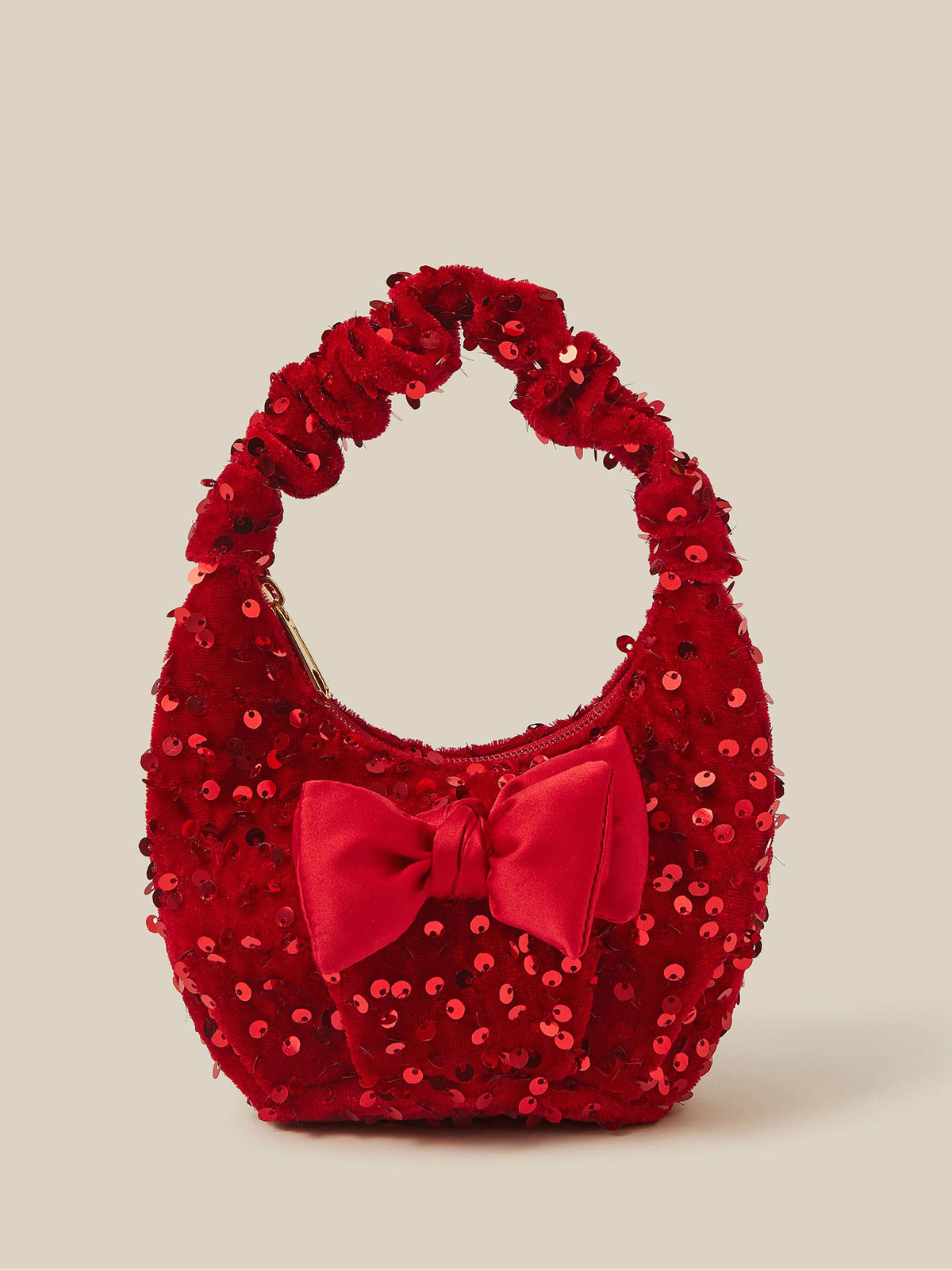 Monsoon Red Bow Sequin Velvet Bag - image 1