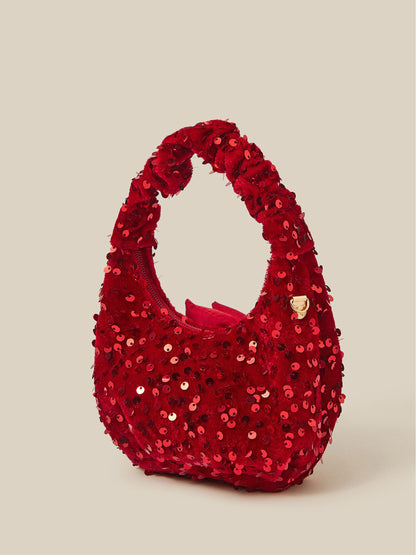 Monsoon Red Bow Sequin Velvet Bag - image 2