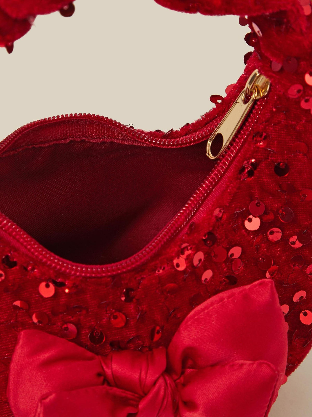 Monsoon Red Bow Sequin Velvet Bag - image 3
