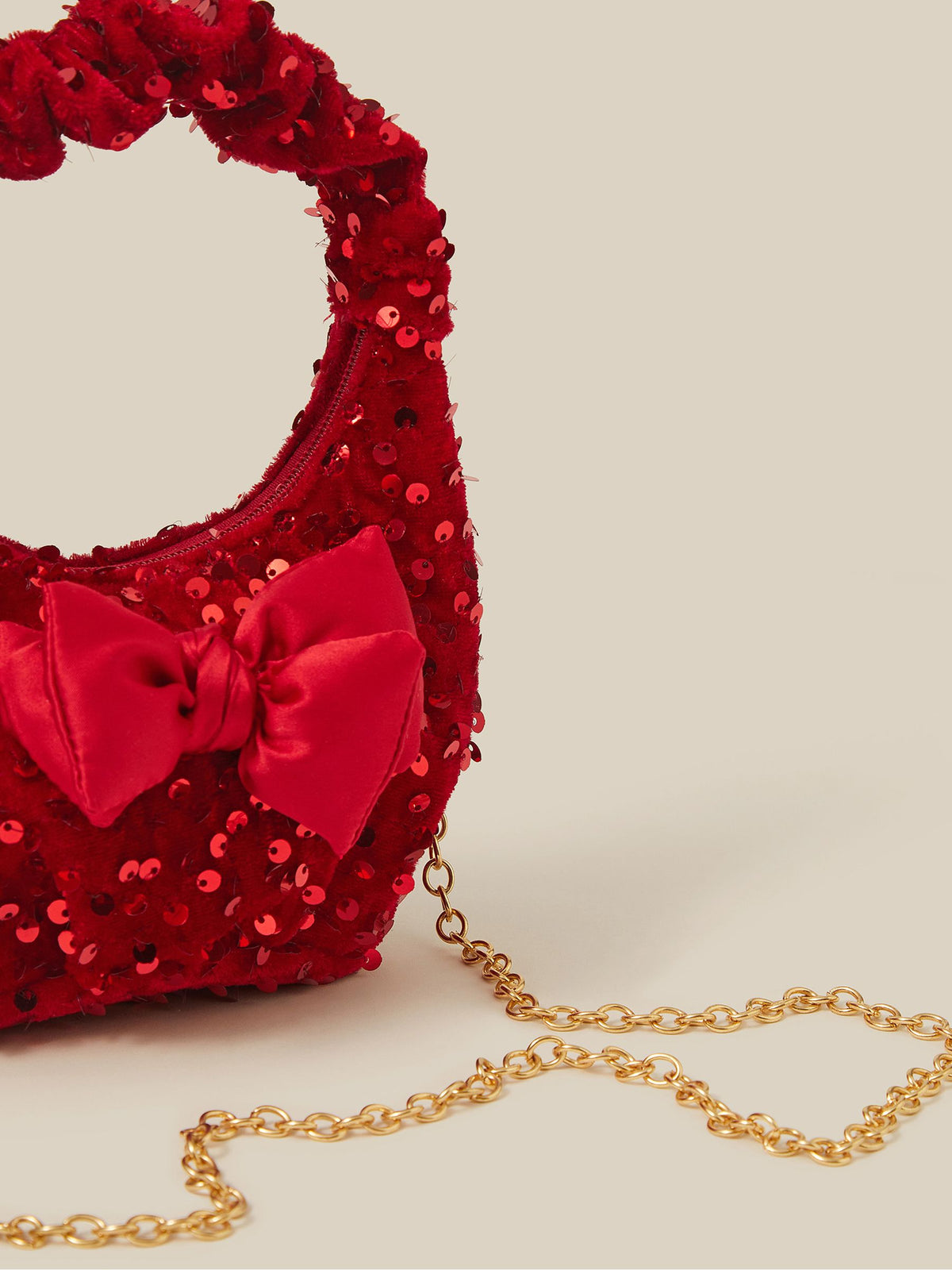 Monsoon Red Bow Sequin Velvet Bag - image 4