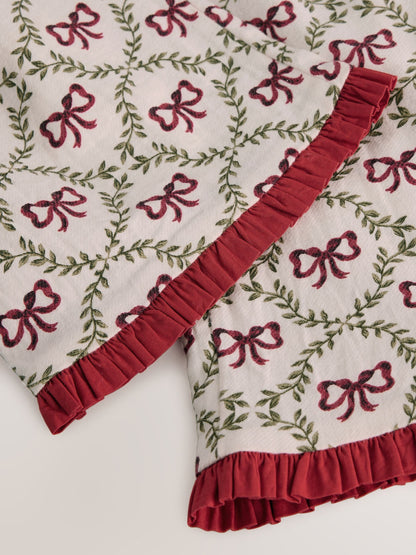 Laura Ashley Red White Bow Trellis Printed Christmas Pyjama Set - image 10