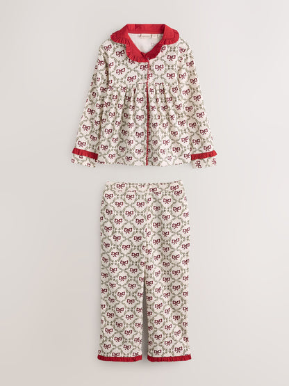 Laura Ashley Red White Bow Trellis Printed Christmas Pyjama Set - image 6