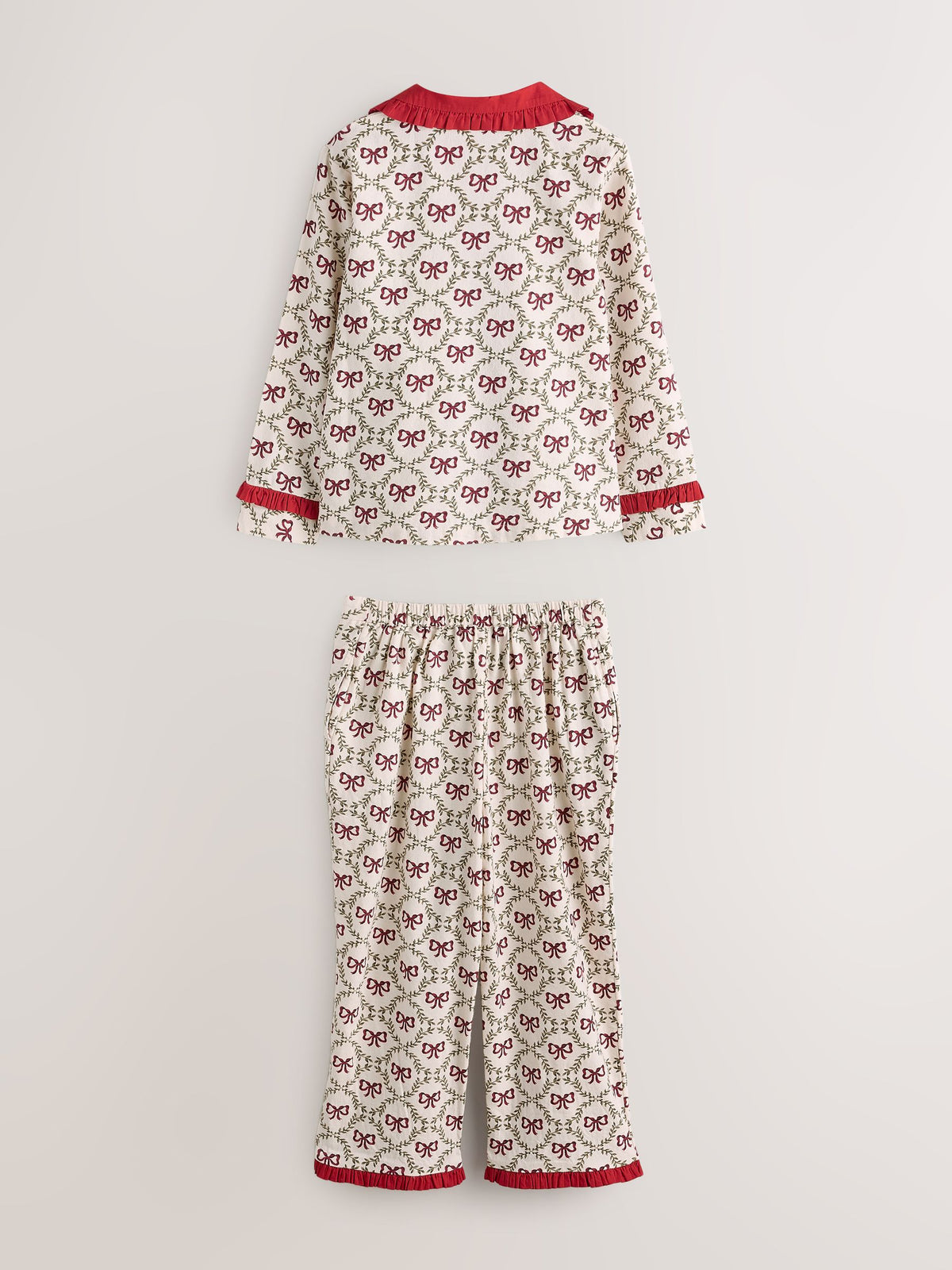 Laura Ashley Red White Bow Trellis Printed Christmas Pyjama Set - image 7