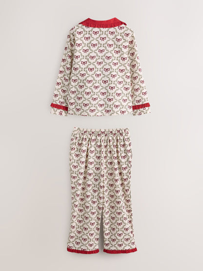 Laura Ashley Red White Bow Trellis Printed Christmas Pyjama Set - image 7