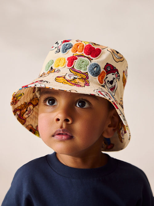 Cream Paw Patrol Bucket 100% Cotton Hat (1-10yrs) image 1