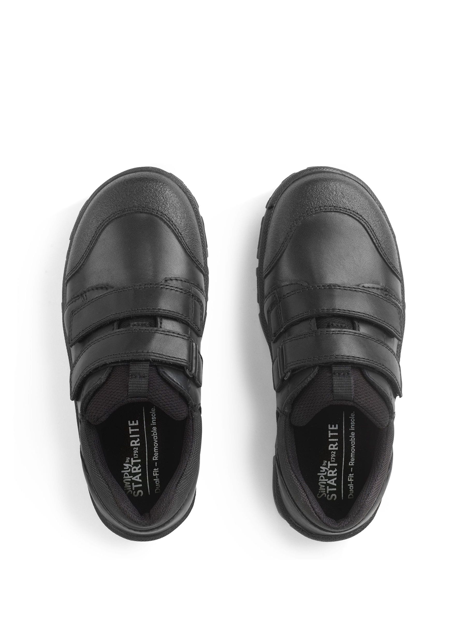 Start Rite Black Topic Dual Fit Rip Tape Leather School Shoes image 4