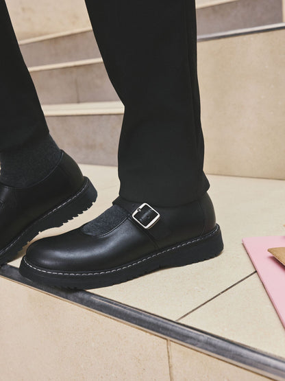 Start Rite Black Standard Fit Embrace Mary Jane Buckle Chunky Stitch Down School Shoes image 3