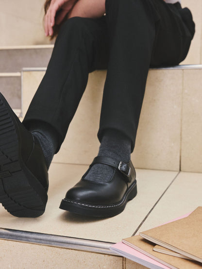Start Rite Black Standard Fit Embrace Mary Jane Buckle Chunky Stitch Down School Shoes image 4
