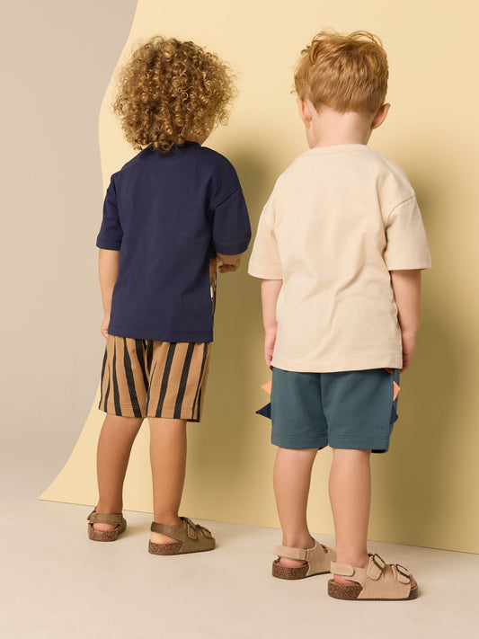 Navy/Stone Short Sleeve T-Shirt & Shorts Set 2 Pack (3mths-7yrs) (3mths-7yrs) image 3