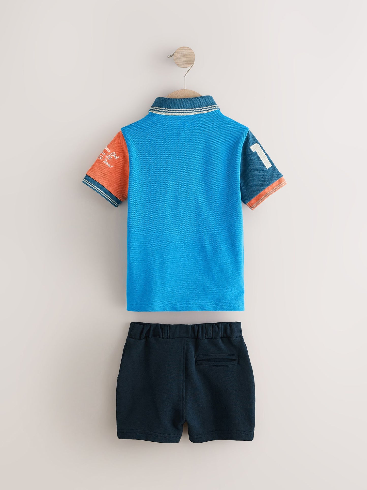 Blue/Orange Short Sleeve Polo Shirt And Shorts Set (3mths-7yrs) image 4