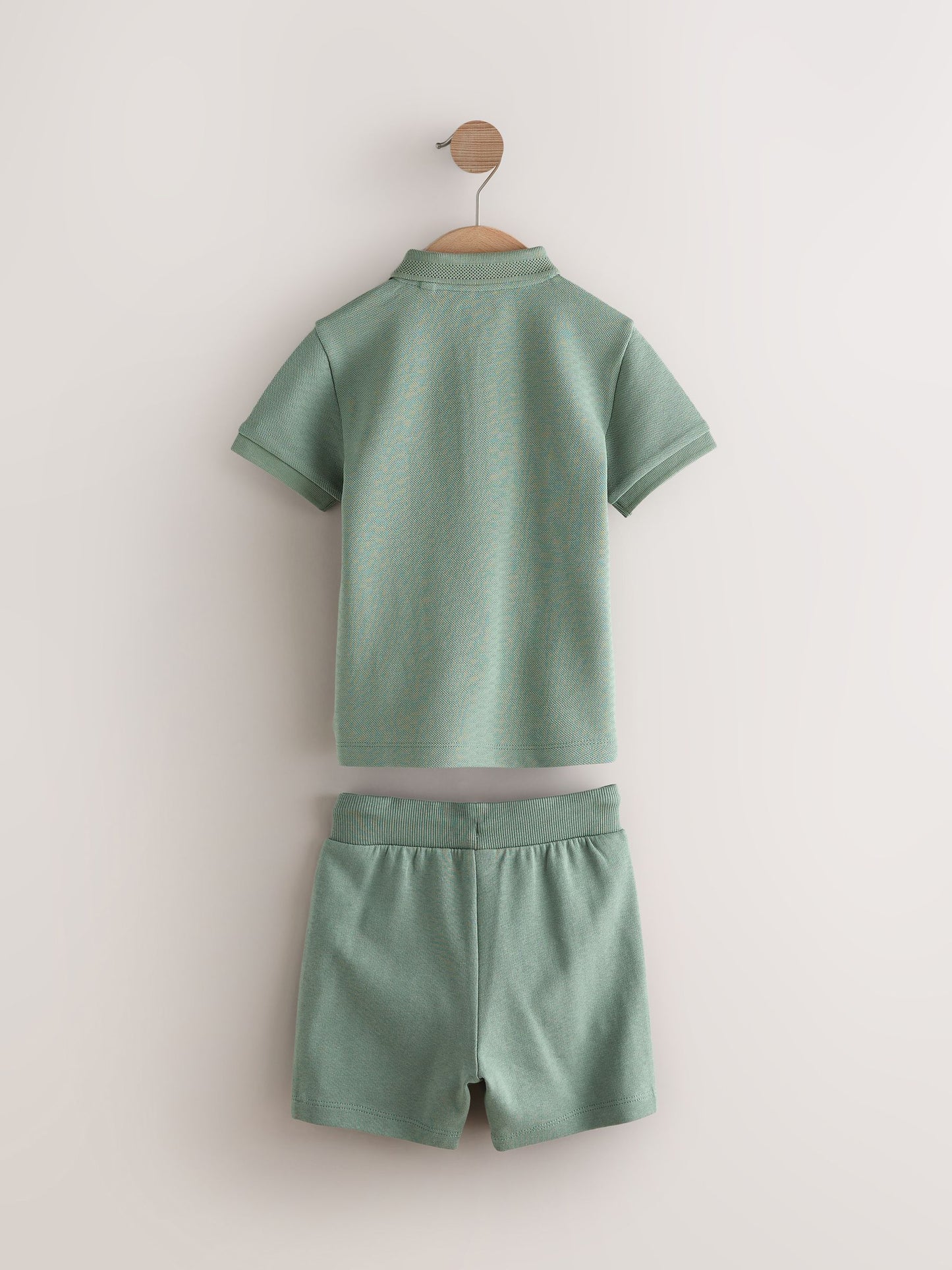 Dsiney Kidz - Sage Green Texture Short Sleeve Polo Shirt And Shorts Set (3mths-7yrs) image 5