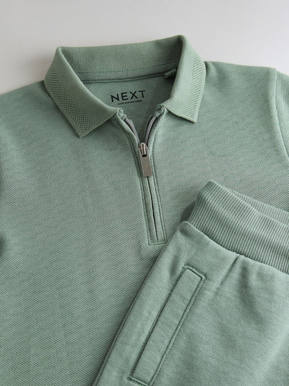 Dsiney Kidz - Sage Green Texture Short Sleeve Polo Shirt And Shorts Set (3mths-7yrs) image 7