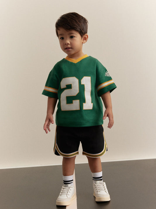 Green American Football Short Sleeve Jersey Shirt & Shorts Set (3mths-7yrs) (3mths-7yrs) image 1