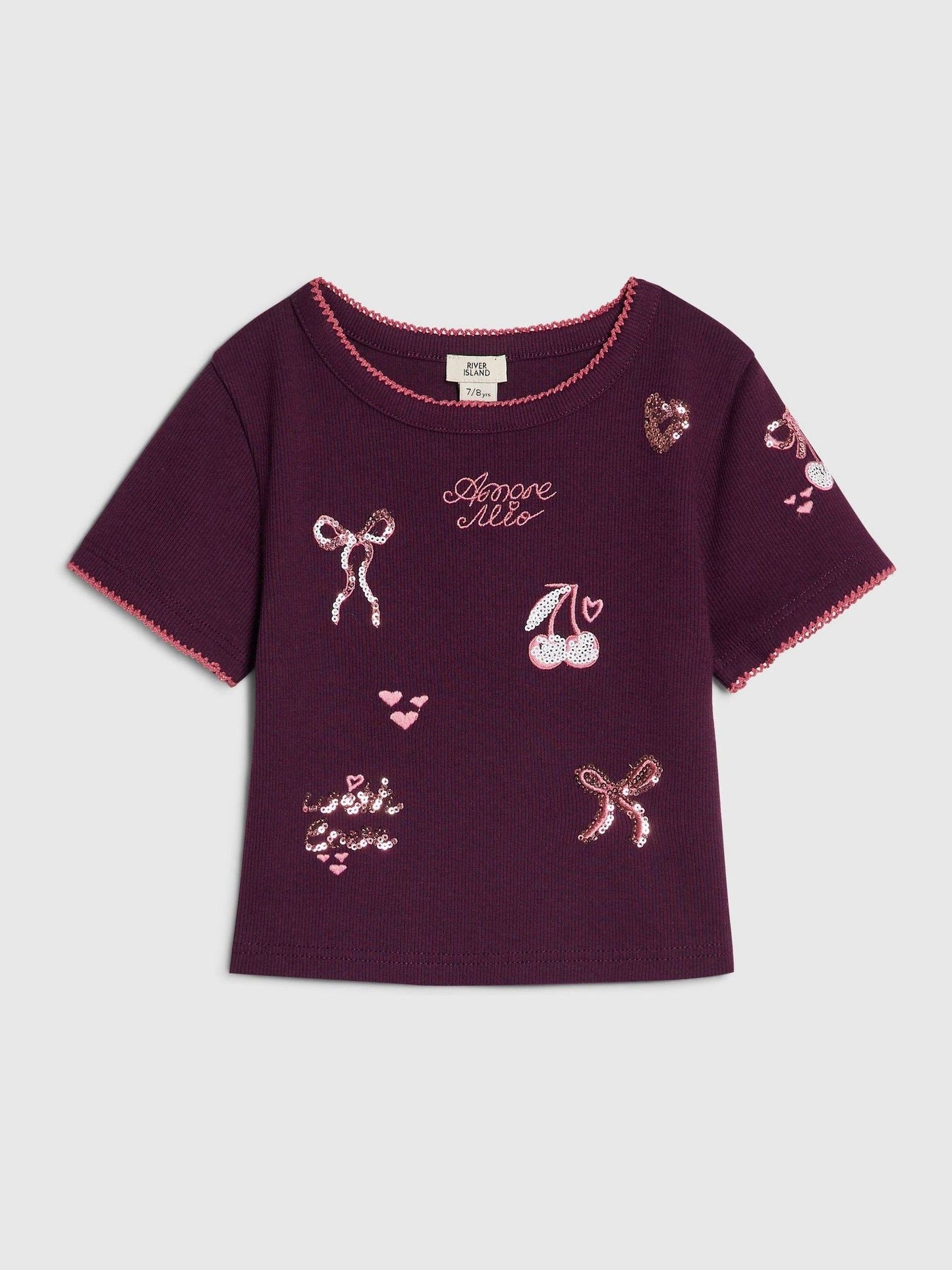 Dsiney Kidz - River Island Red Sequin Embroidered Baby T-Shirt image 1