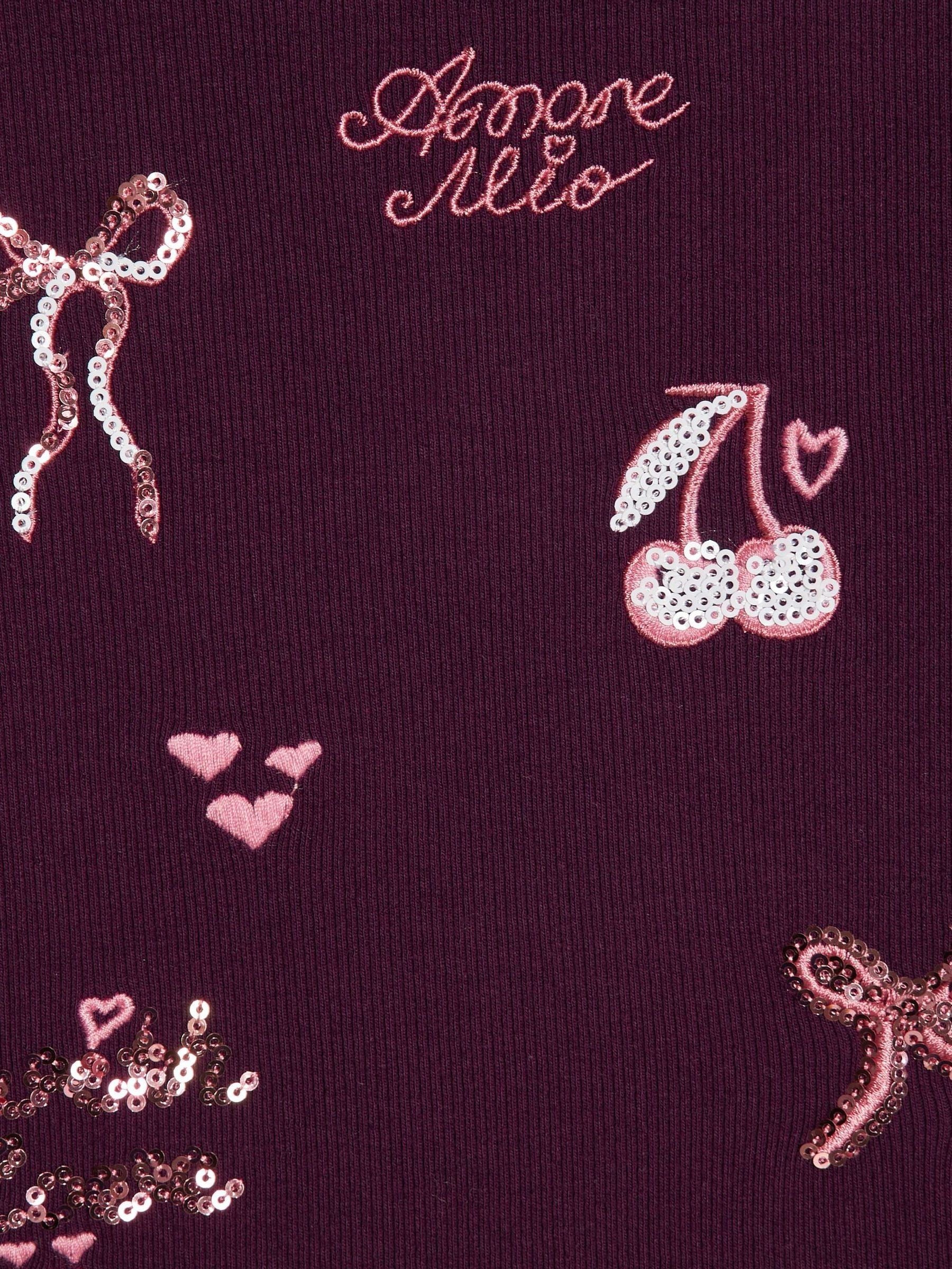 Dsiney Kidz - River Island Red Sequin Embroidered Baby T-Shirt image 3