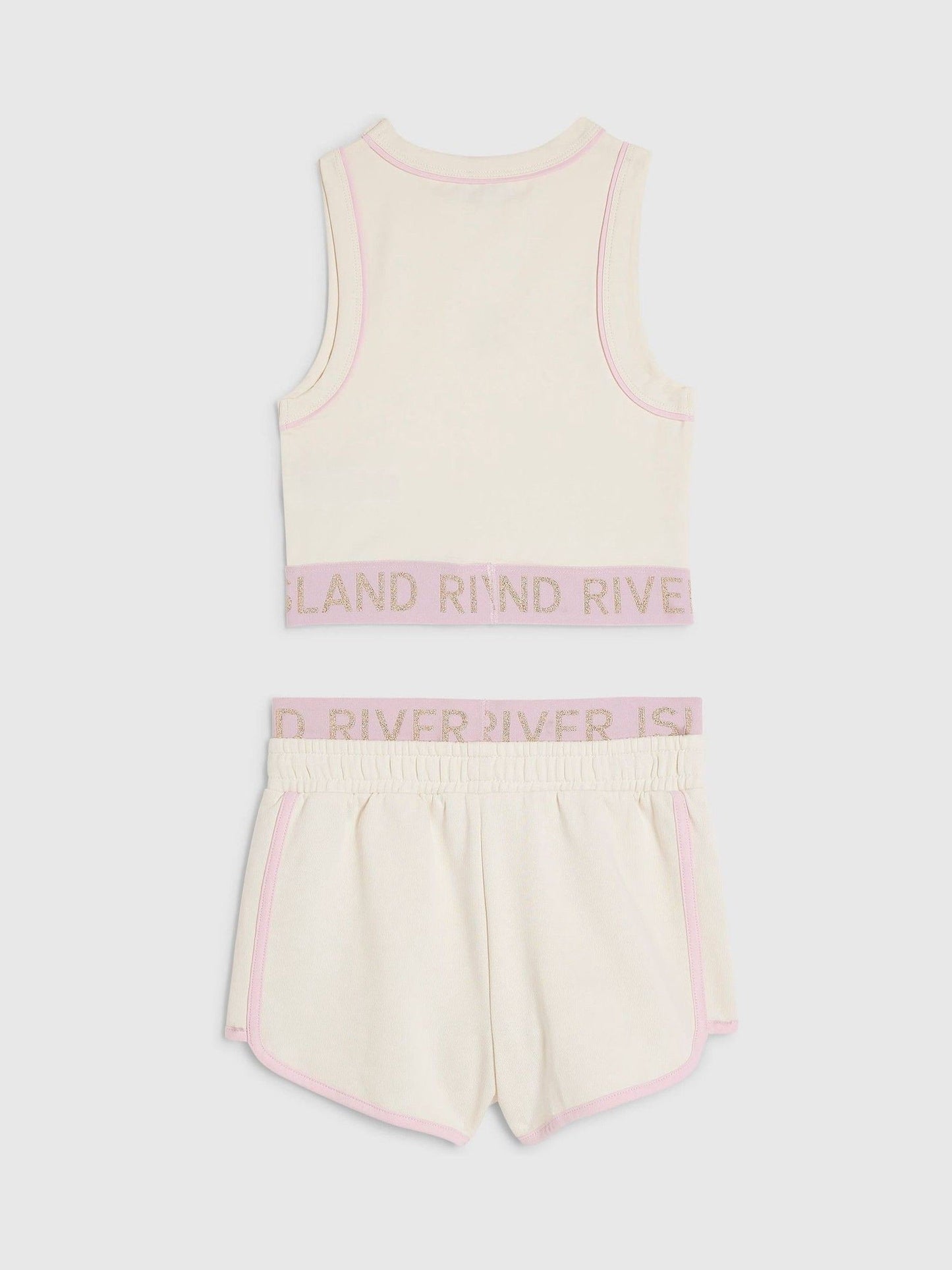 Dsiney Kidz - River Island Cream Logo Waistband Tank & Short Set image 2