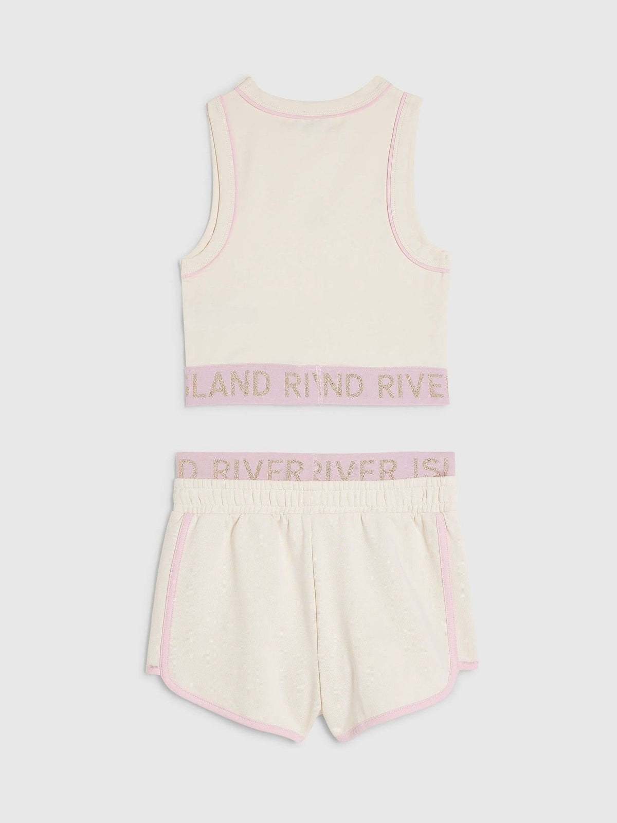 Dsiney Kidz - River Island Cream Logo Waistband Tank & Short Set image 2