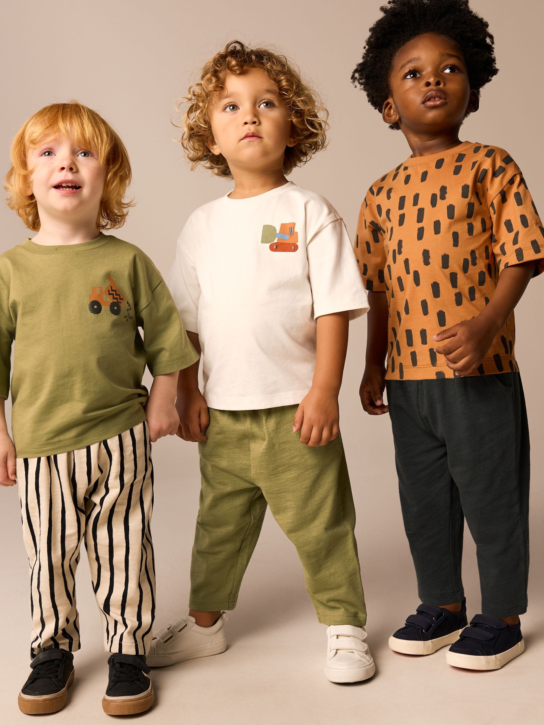 Khaki/Green Short Sleeve T-Shirts & Joggers Set 3 Pack (3mths-7yrs) image 1