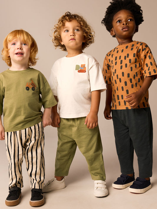 Khaki/Green Short Sleeve T-Shirts & Joggers Set 3 Pack (3mths-7yrs) image 1
