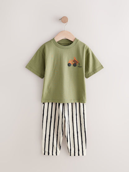 Khaki/Green Short Sleeve T-Shirts & Joggers Set 3 Pack (3mths-7yrs) image 4