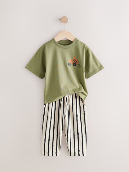 Khaki/Green Short Sleeve T-Shirts & Joggers Set 3 Pack (3mths-7yrs) image 5