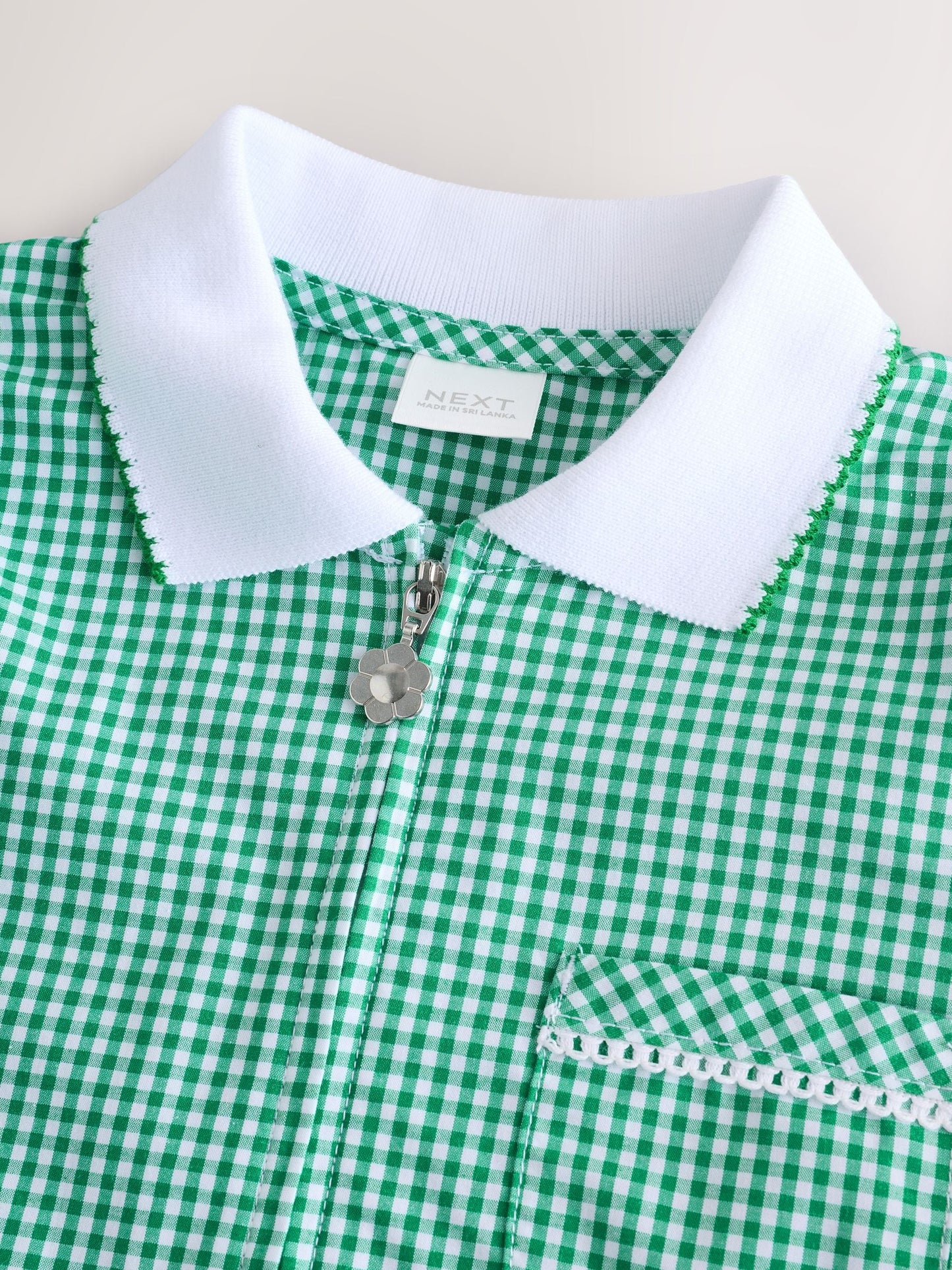 Green Zip Front Cotton Rich Gingham School Dress (3-14yrs) image 8
