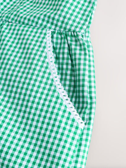 Green Zip Front Cotton Rich Gingham School Dress (3-14yrs) image 9