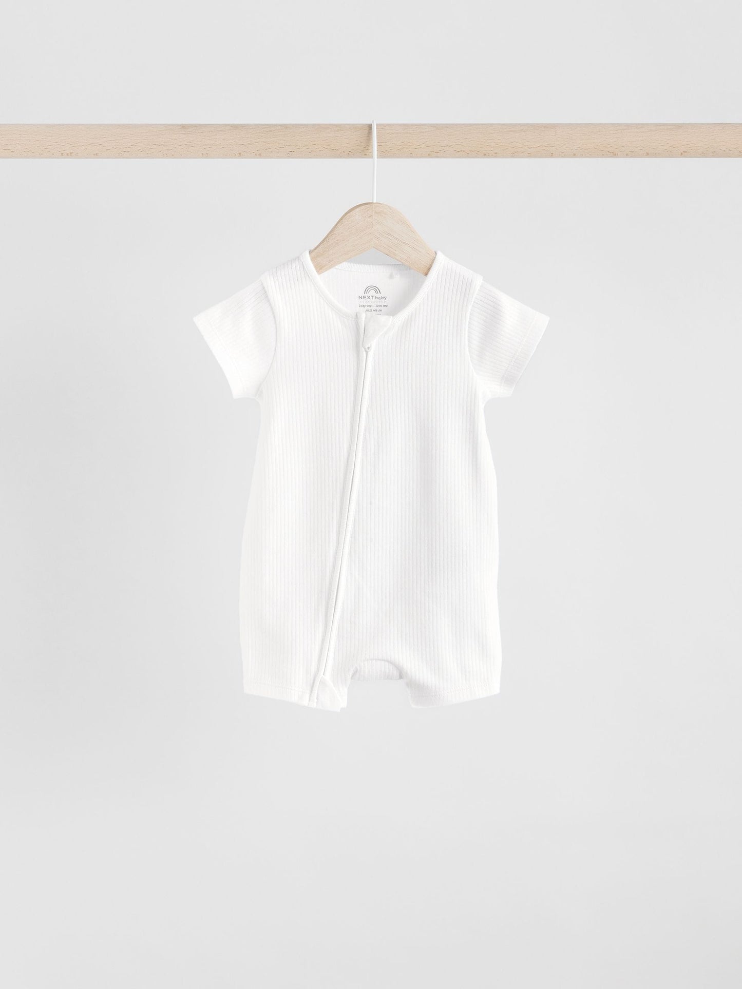 White 3 Pack Two Way Zip Baby 100% Cotton Rompers (0mths-3yrs) image 5