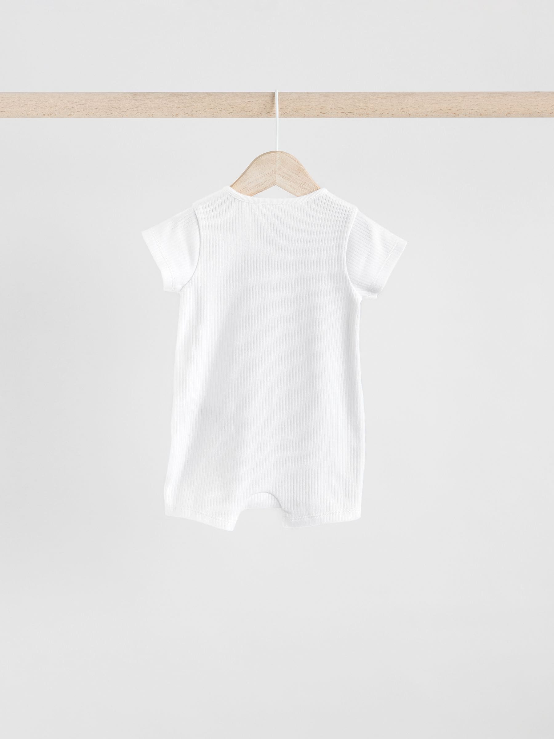 White 3 Pack Two Way Zip Baby 100% Cotton Rompers (0mths-3yrs) image 7