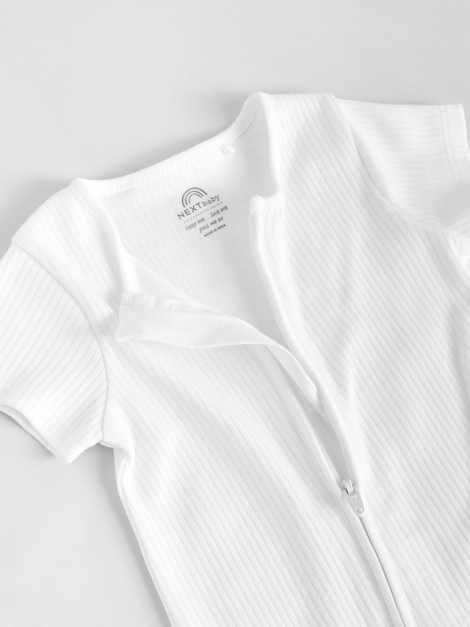 White 3 Pack Two Way Zip Baby 100% Cotton Rompers (0mths-3yrs) image 9