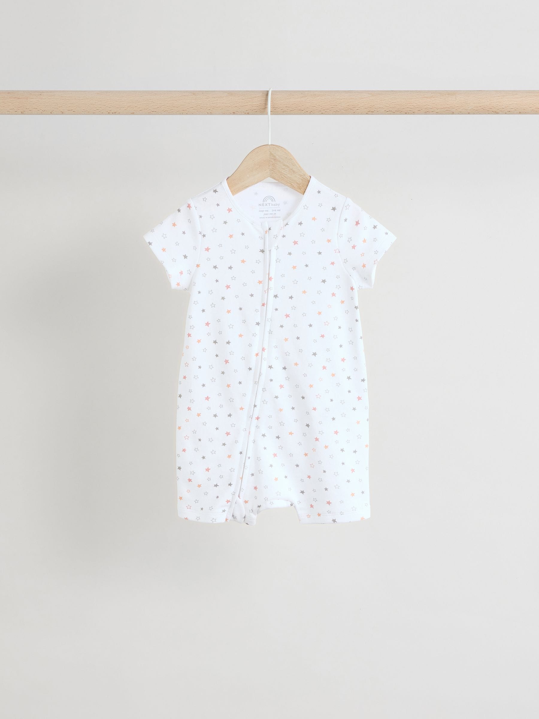 White 100% Cotton Two Way Zip Romper Sleepsuits 3 Pack (0mths-3yrs) image 3