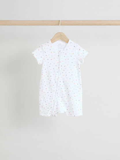 White 100% Cotton Two Way Zip Romper Sleepsuits 3 Pack (0mths-3yrs) image 3