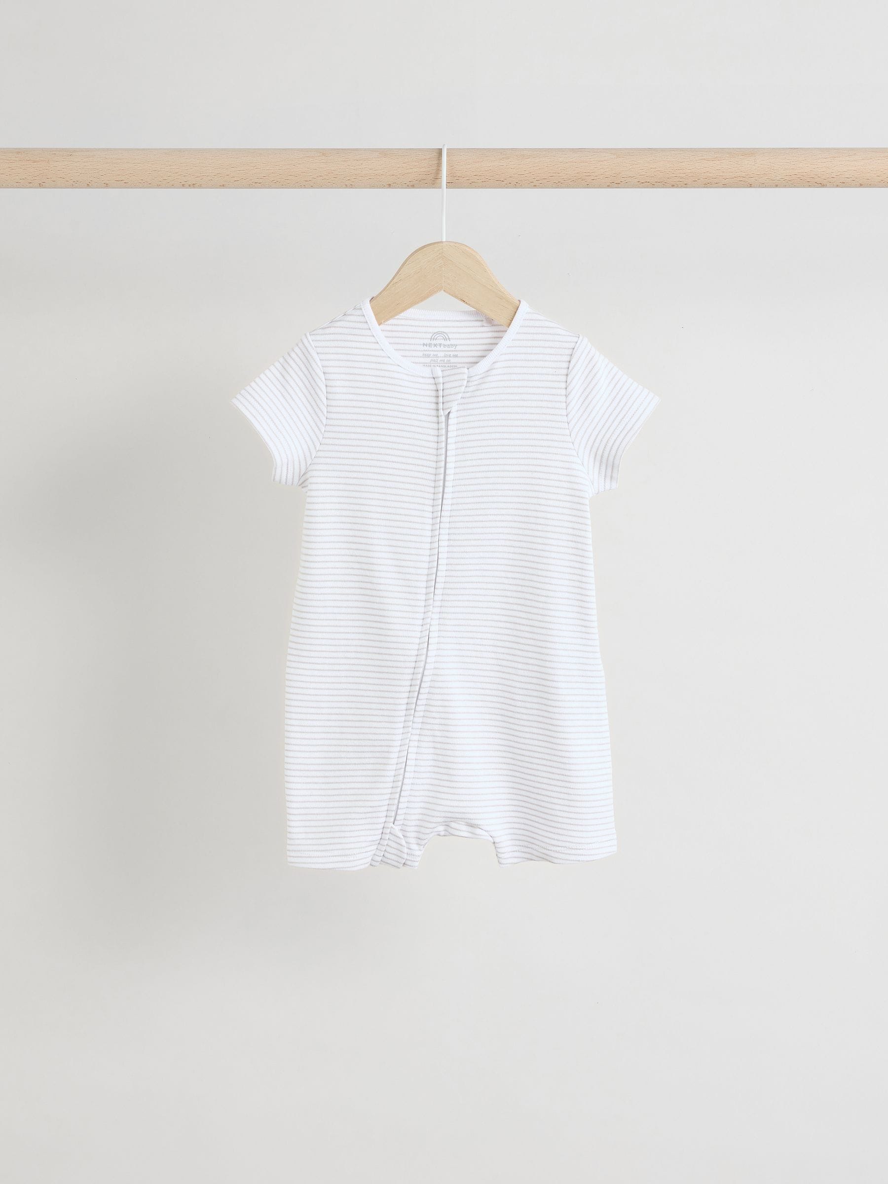 White 100% Cotton Two Way Zip Romper Sleepsuits 3 Pack (0mths-3yrs) image 6