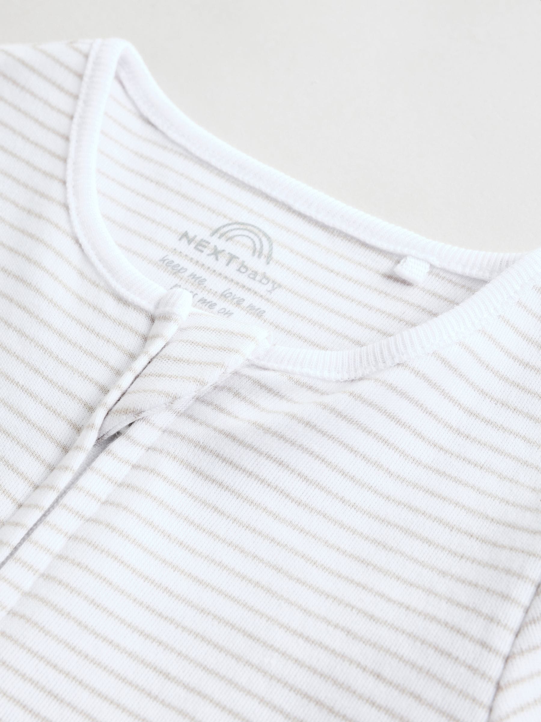 White 100% Cotton Two Way Zip Romper Sleepsuits 3 Pack (0mths-3yrs) image 8