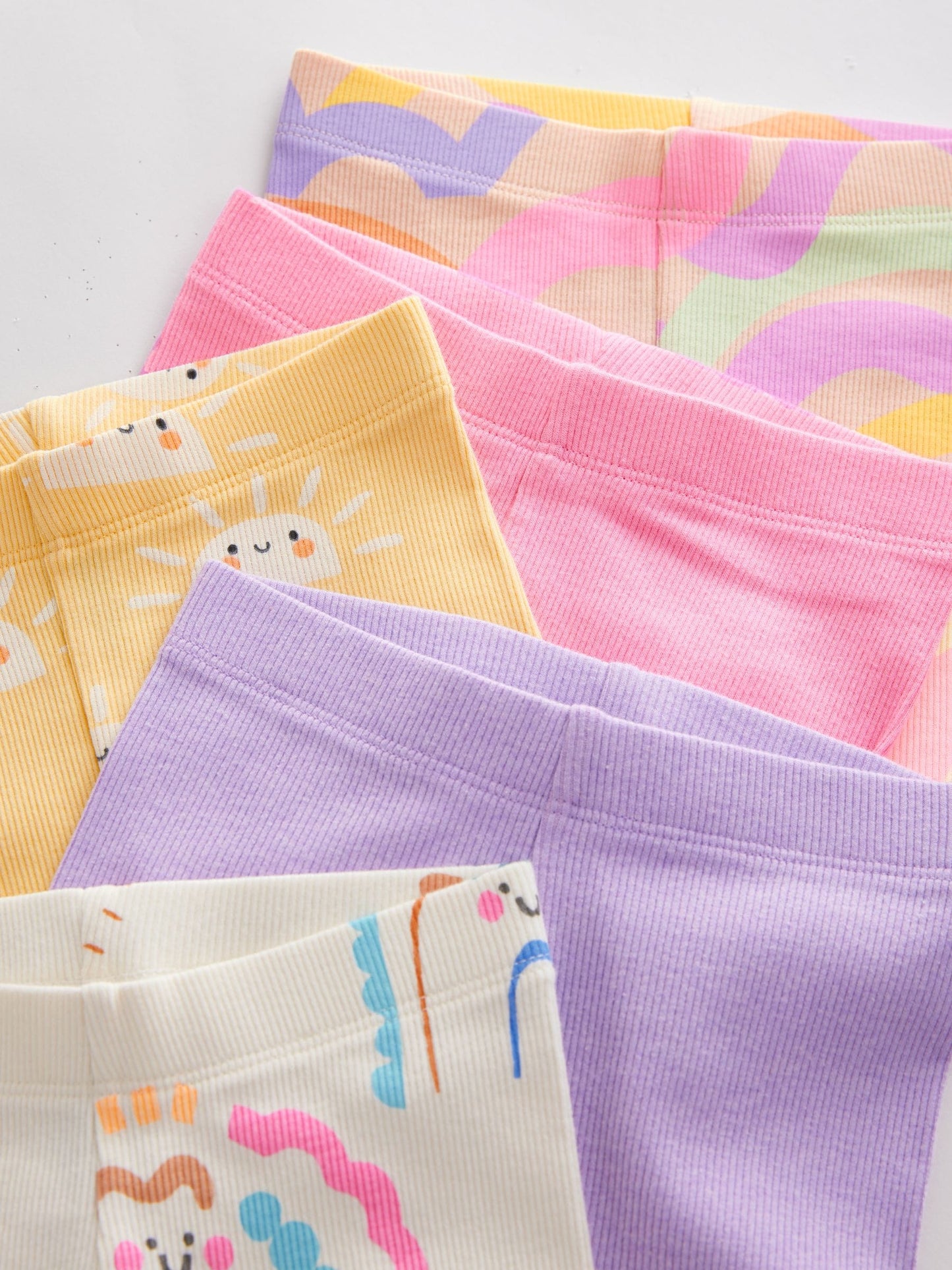 Rainbow Ribbed Cycle Shorts 5 Pack (3mths-7yrs) image 2