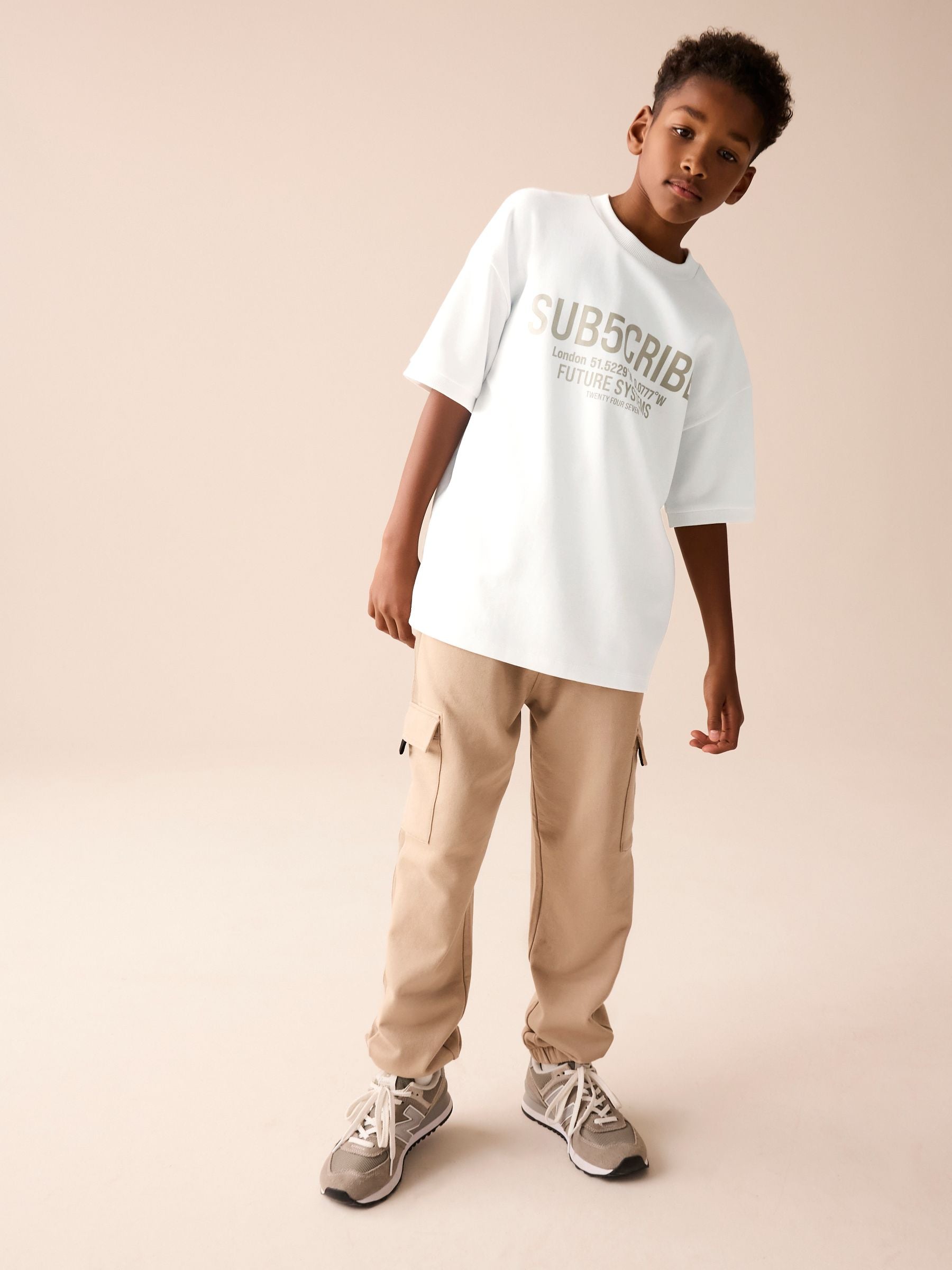Dsiney Kidz - White Sub5cribe Graphic Heavyweight Short Sleeve T-Shirt (3-16yrs) image 2