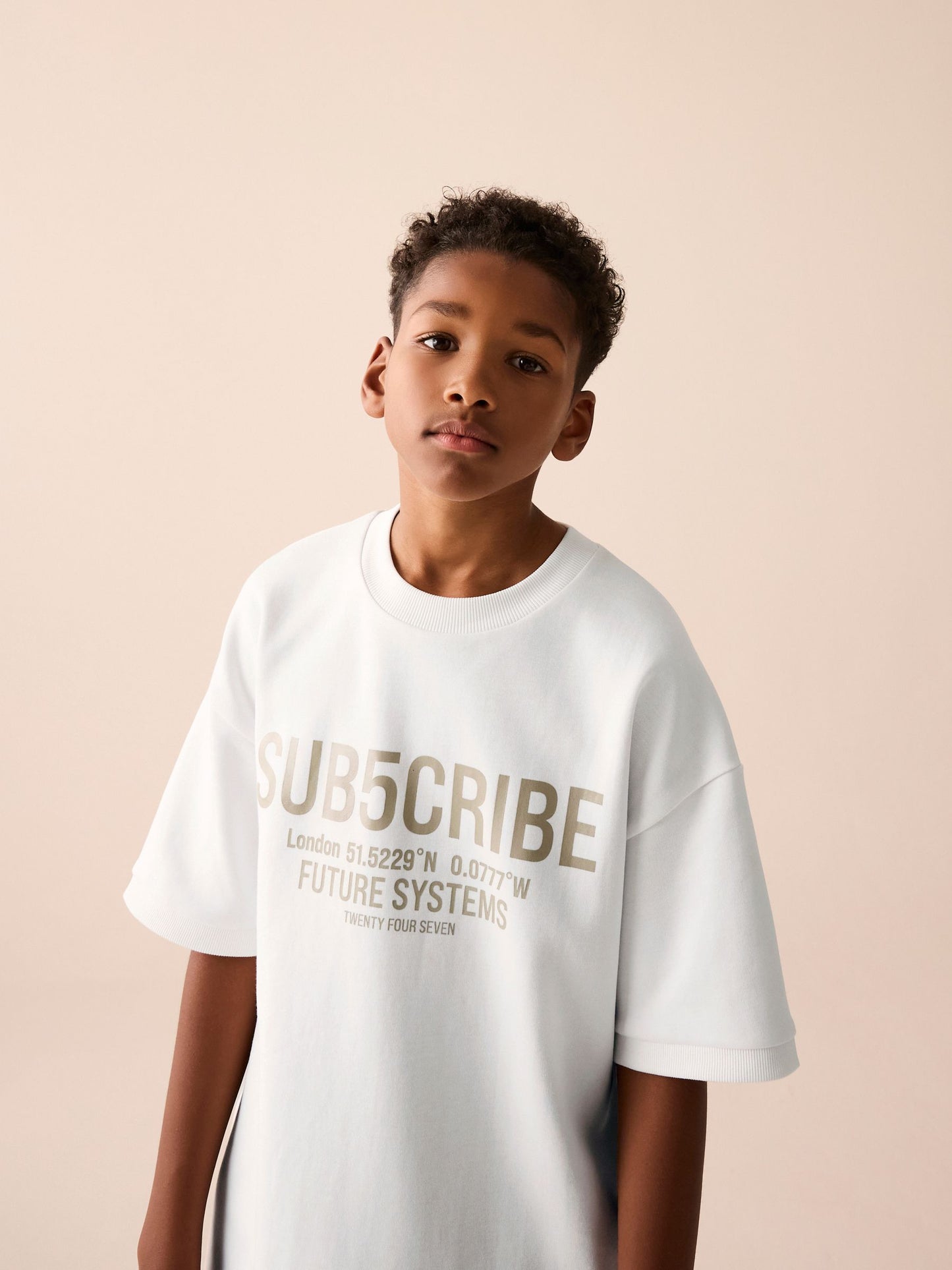 Dsiney Kidz - White Sub5cribe Graphic Heavyweight Short Sleeve T-Shirt (3-16yrs) image 3