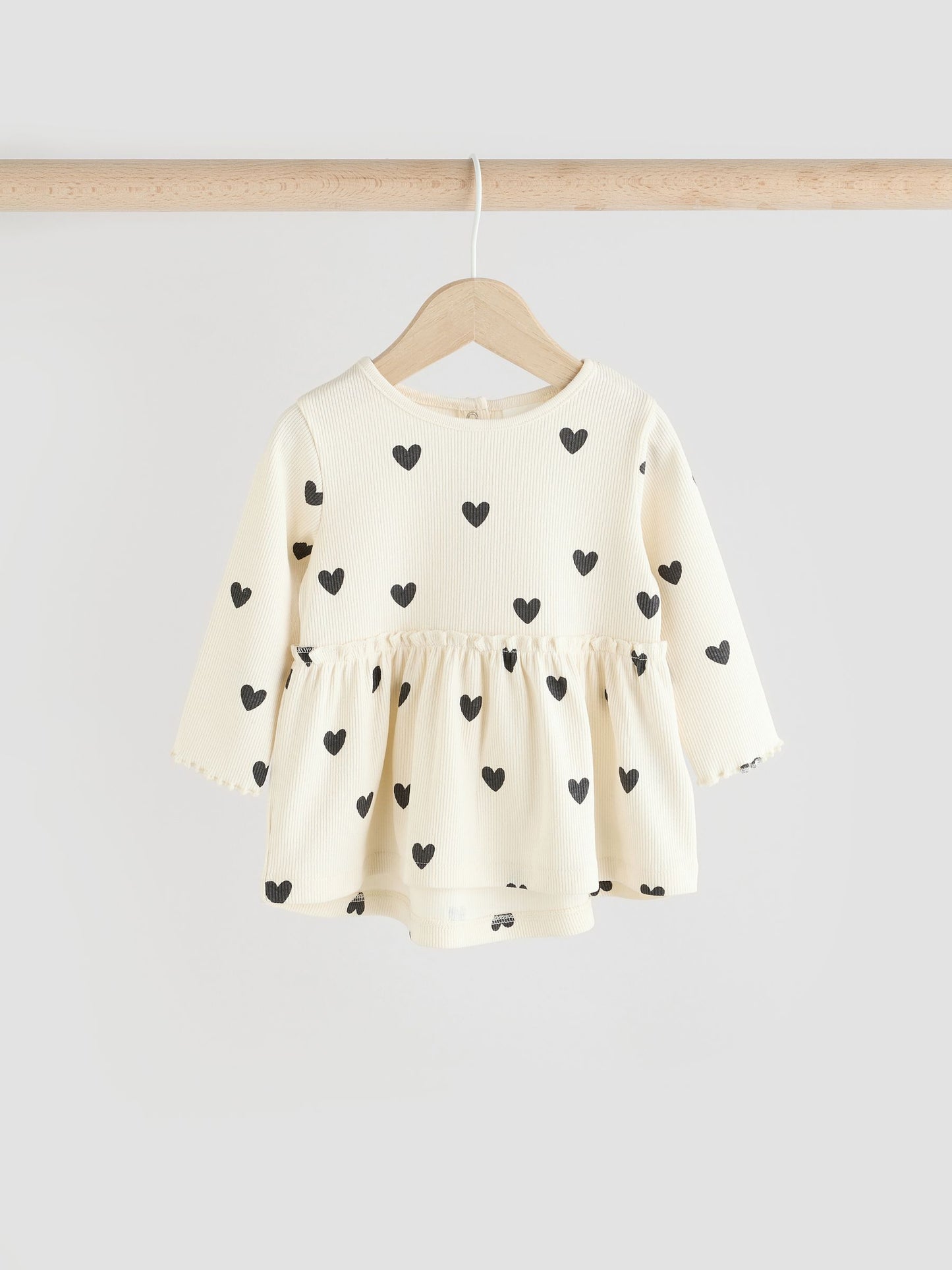 Black/ White Heart Print Baby Long Sleeve Frill Top And Leggings Set (0mths-2yrs) image 5