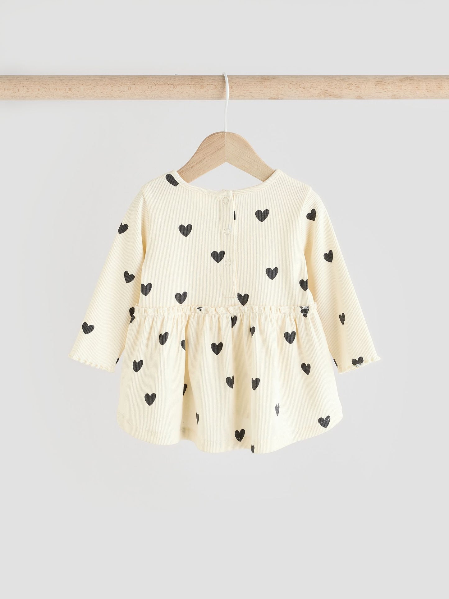 Black/ White Heart Print Baby Long Sleeve Frill Top And Leggings Set (0mths-2yrs) image 6