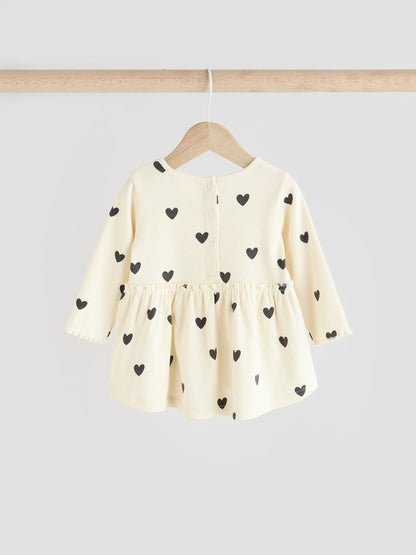 Black/ White Heart Print Baby Long Sleeve Frill Top And Leggings Set (0mths-2yrs) image 6