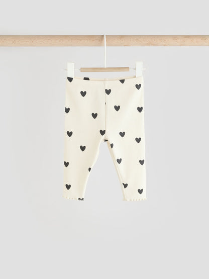 Black/ White Heart Print Baby Long Sleeve Frill Top And Leggings Set (0mths-2yrs) image 7