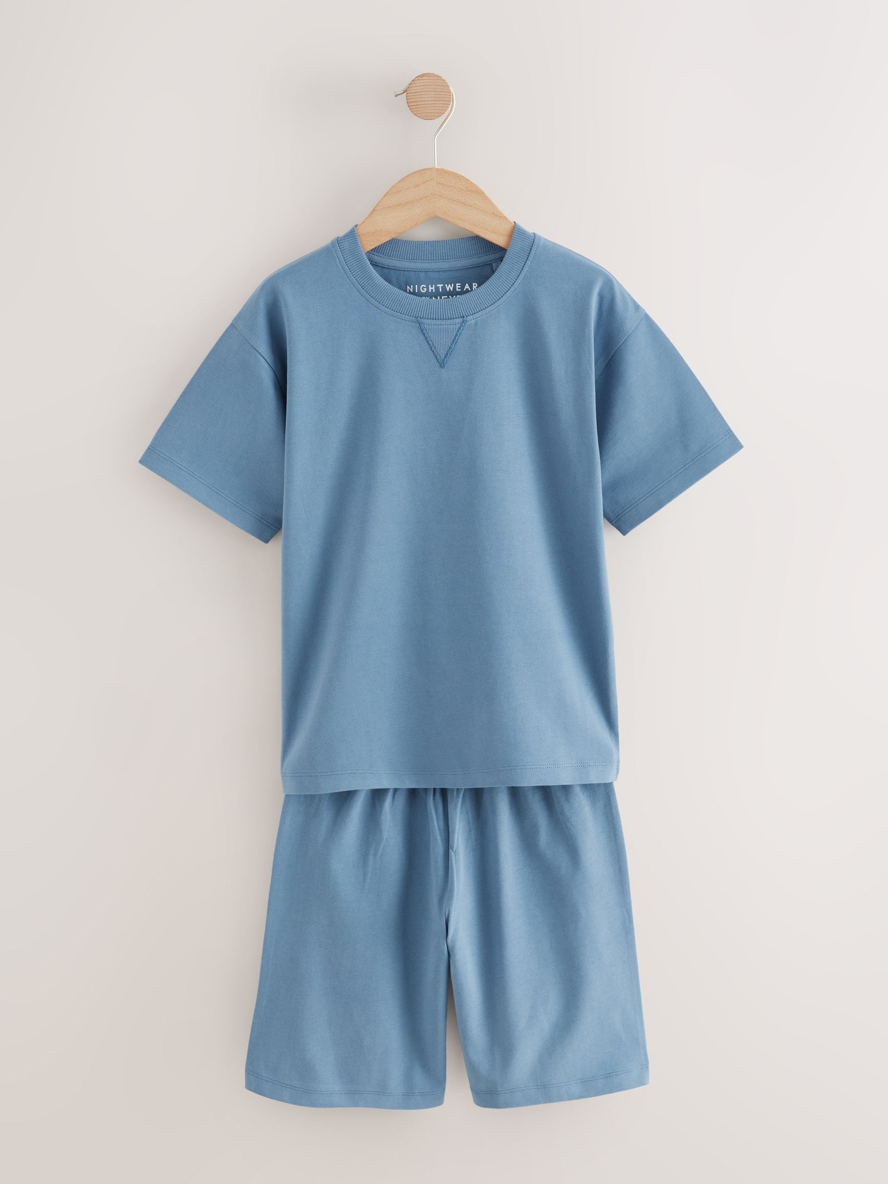 Navy/Grey Plain 100% Cotton Short Pyjamas 2 Pack (3-16yrs) image 6