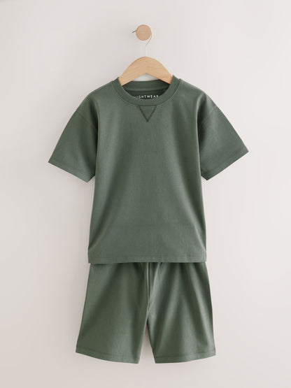 Navy/Grey Plain 100% Cotton Short Pyjamas 2 Pack (3-16yrs) image 8