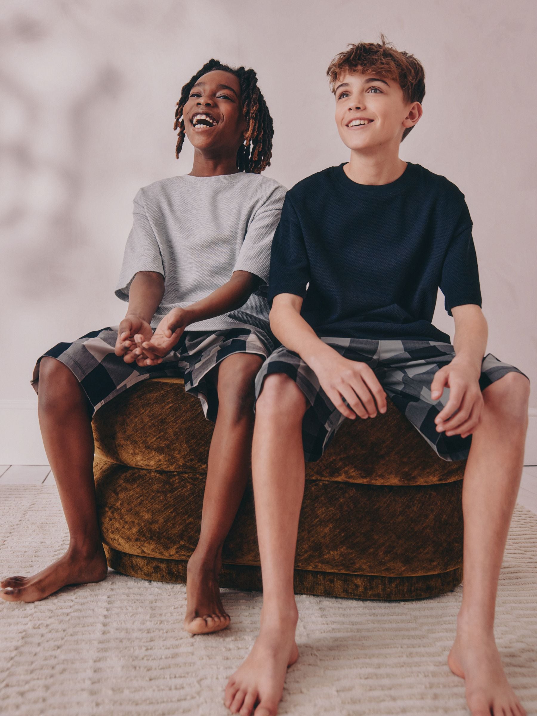 Black/ Grey 2 Pack Woven Check Oversized Pyjamas (3-16yrs) image 4